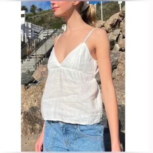 Brandy Melville Edith Linen Tank Top White OS
